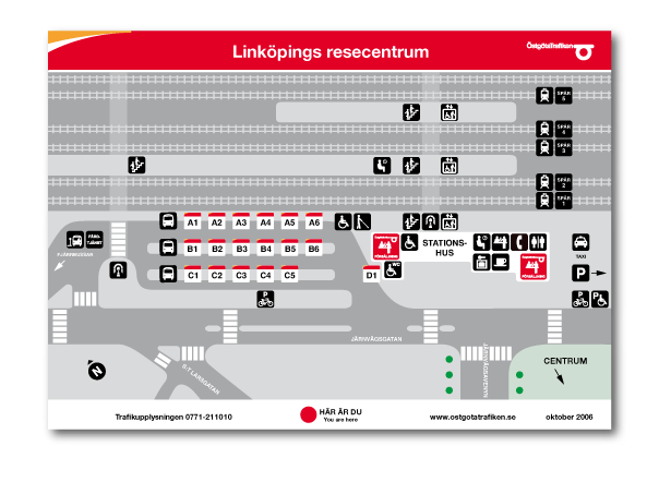 Översiktskarta över Linköpings resecentrum för ÖstgötaTrafiken